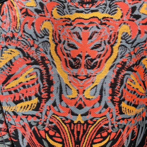 Helmut Lang Leather Jacket 6 Coat Small Black crop Orange Tiger Medallion - Picture 11 of 13